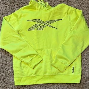 Men’s neon yellow Reebok hoodie size medium